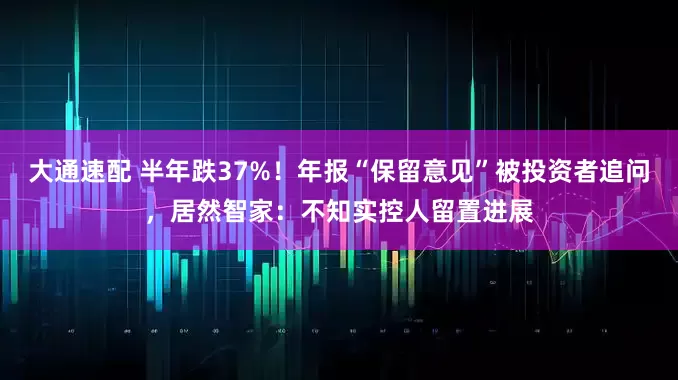 大通速配 半年跌37%!年报“保留意见”被投资者追问,居然智家:不知实控人留置进展